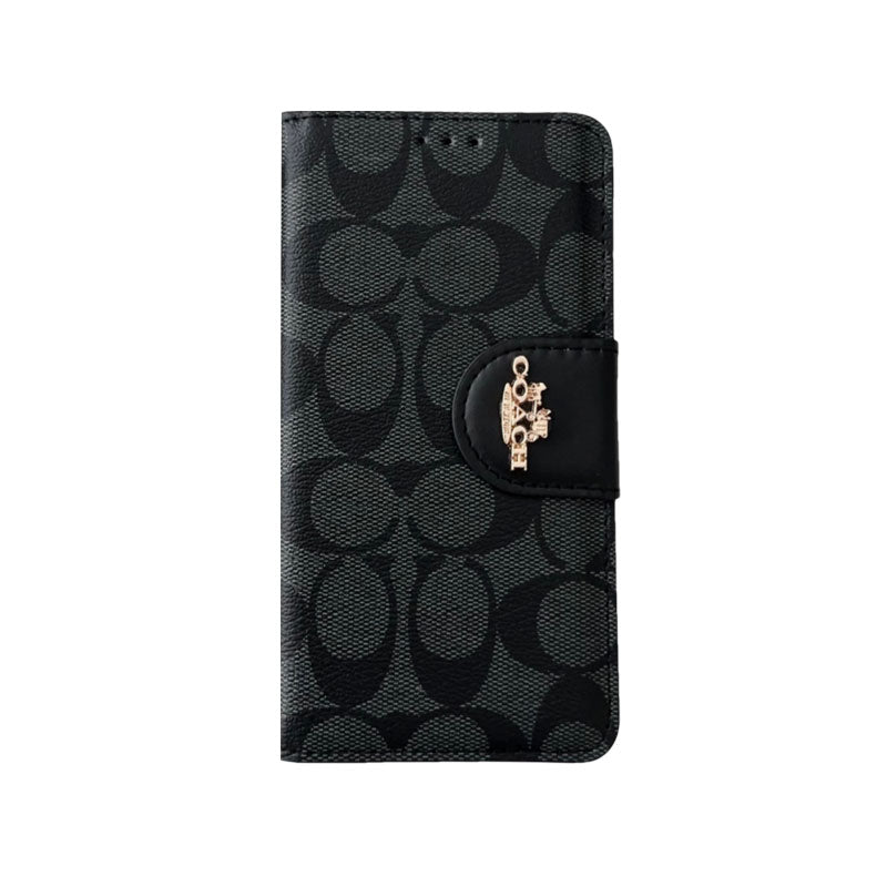 Classic iPhone Case Leather Flip Case with Card Holder Black