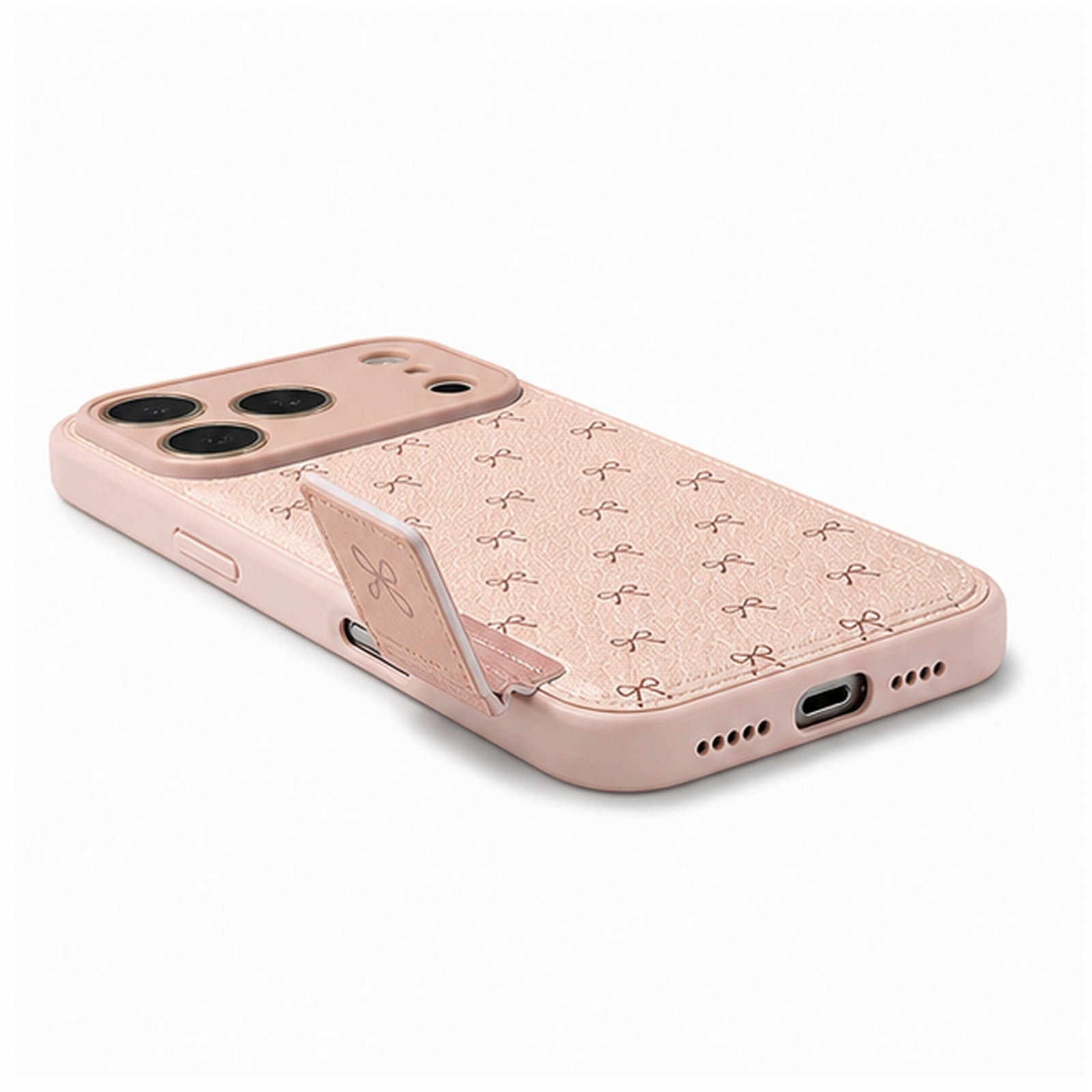 Blush Bow Mirror Stand Case for iPhone, side profile