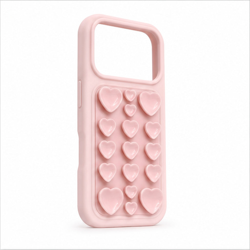 Heart Suction Grip Case for iPhone, three-quarter studio view