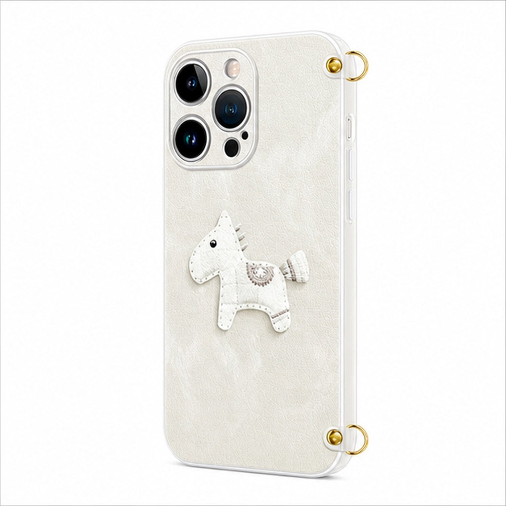Pony Crossbody Strap Case for iPhone, three-quarter studio view