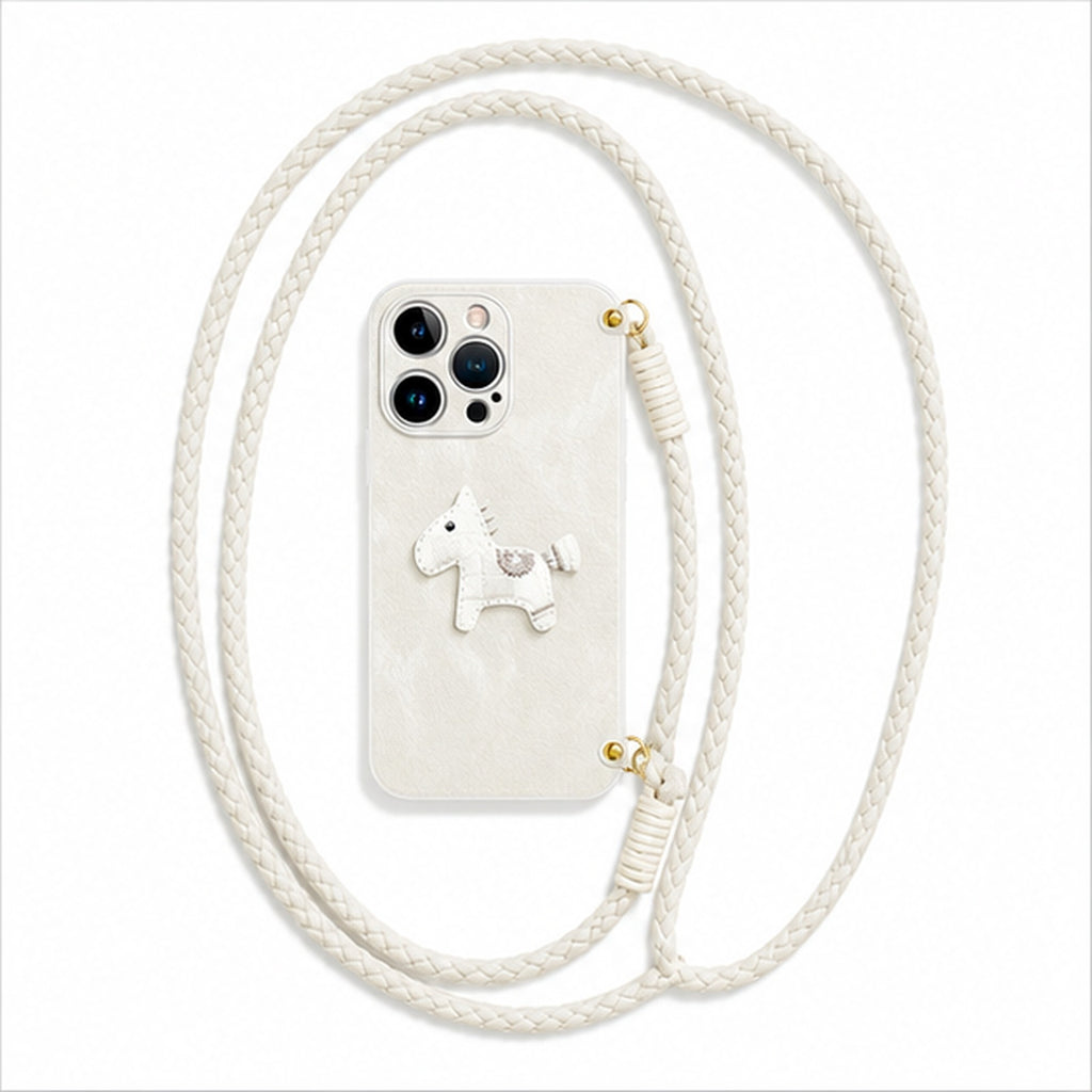 Pony Crossbody Strap Case for iPhone, close-up detail