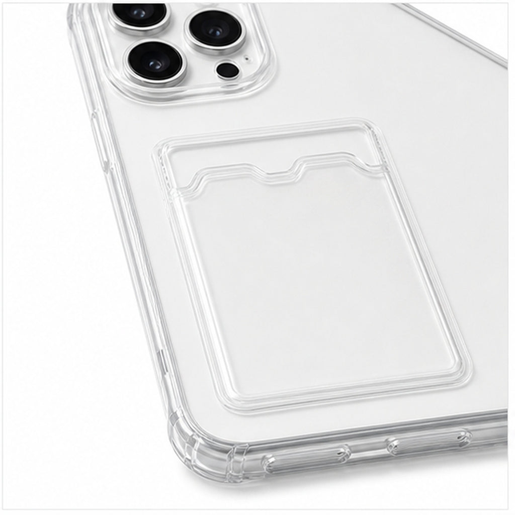 Clear Card Pocket Case for iPhone, close-up detail