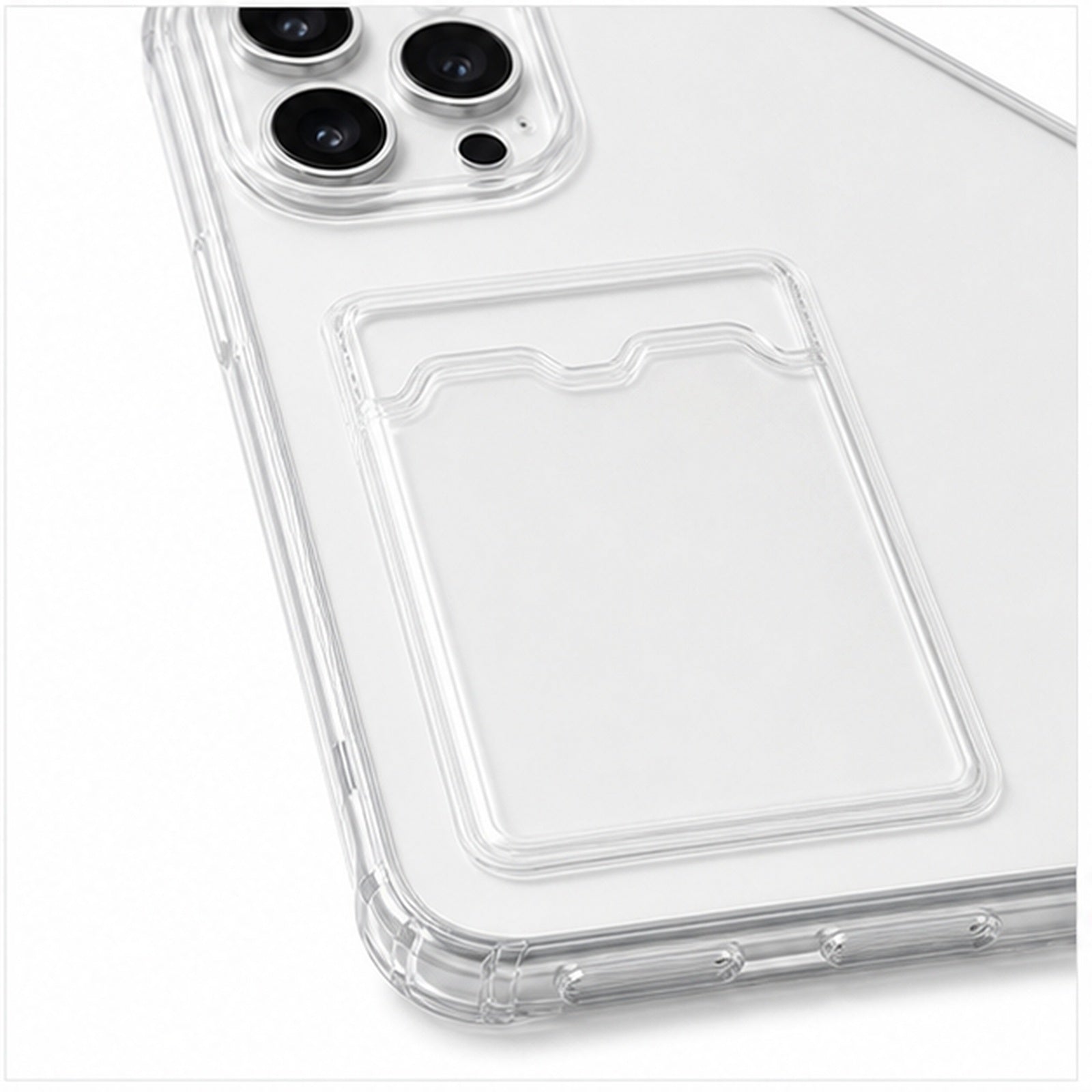 Clear Card Pocket Case for iPhone, close-up detail