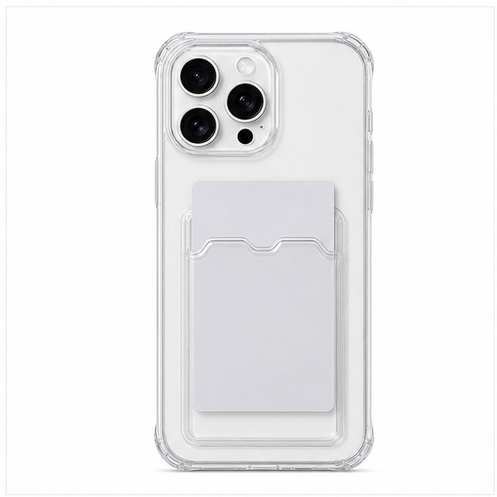Clear Card Pocket Case for iPhone, front studio view