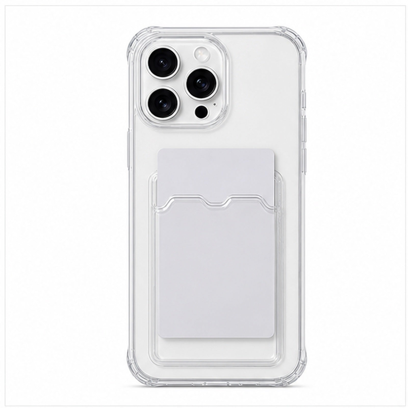 Clear Card Pocket Case for iPhone, front studio view