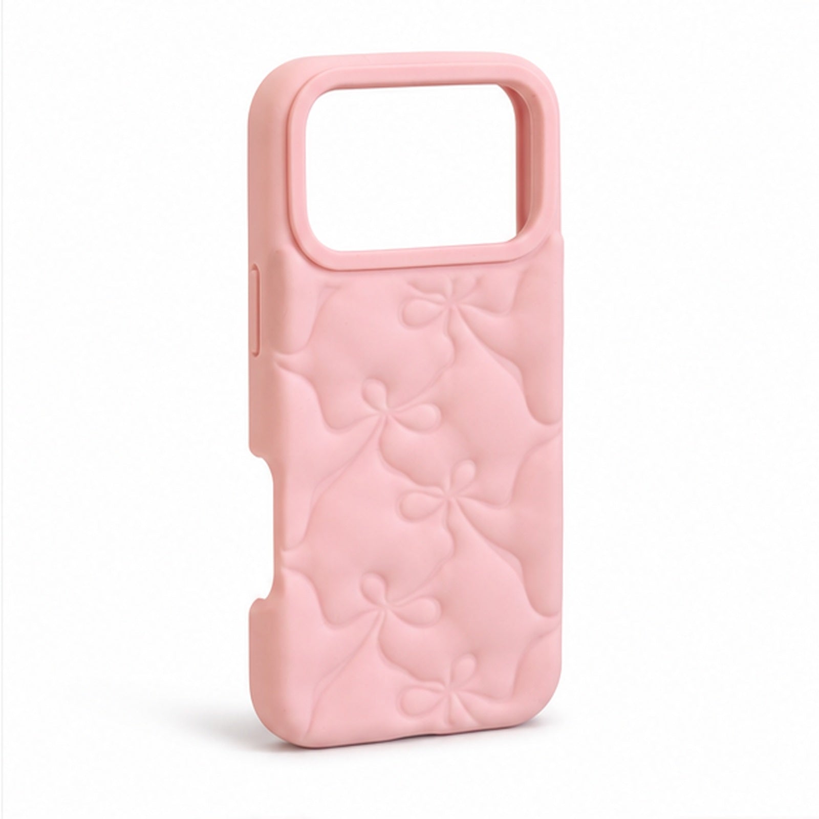 Puffy Bow Texture Case for iPhone, three-quarter studio view