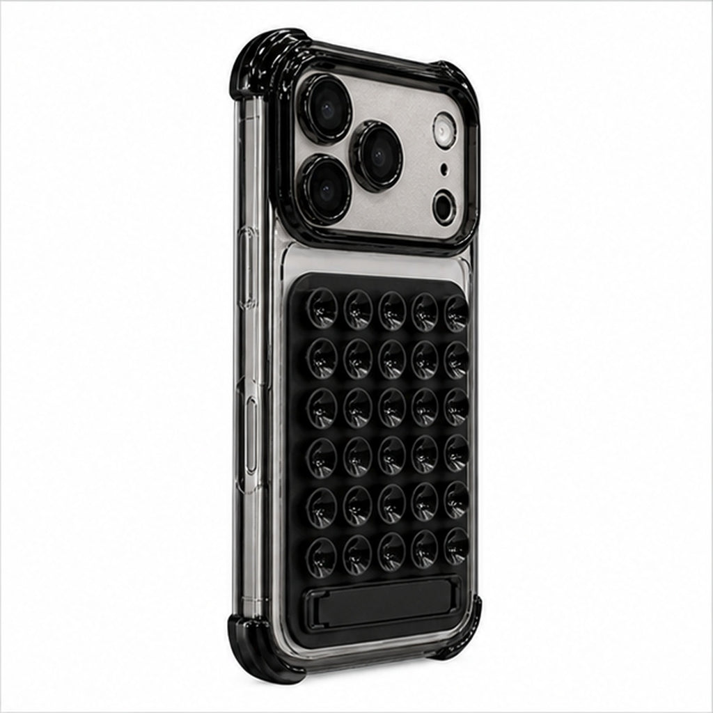 Suction Grip Kickstand Case for iPhone, three-quarter studio view