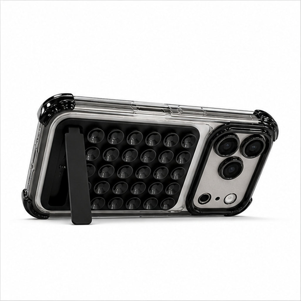 Suction Grip Kickstand Case for iPhone, close-up detail