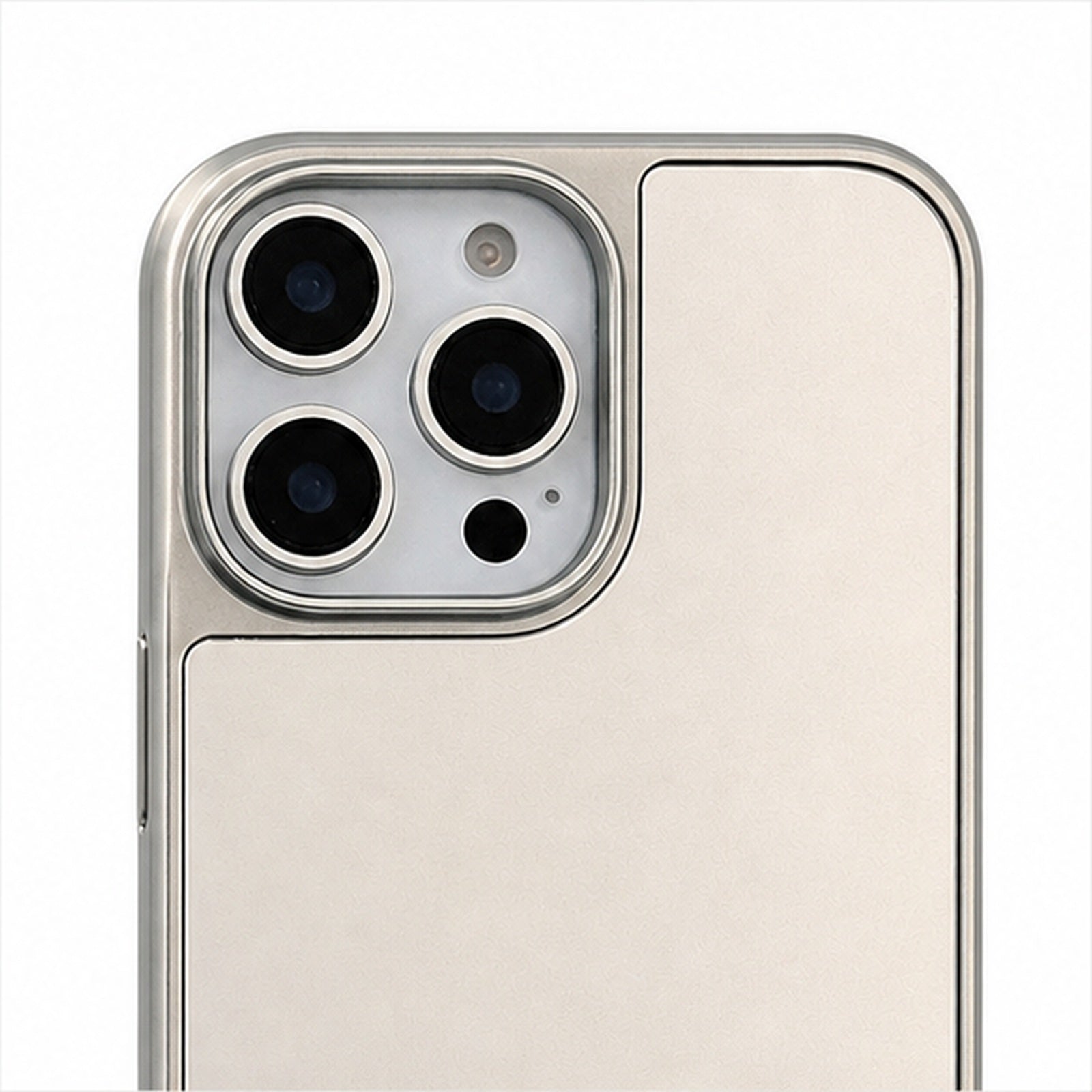 Silver-Edge Mirror Case for iPhone, close-up detail