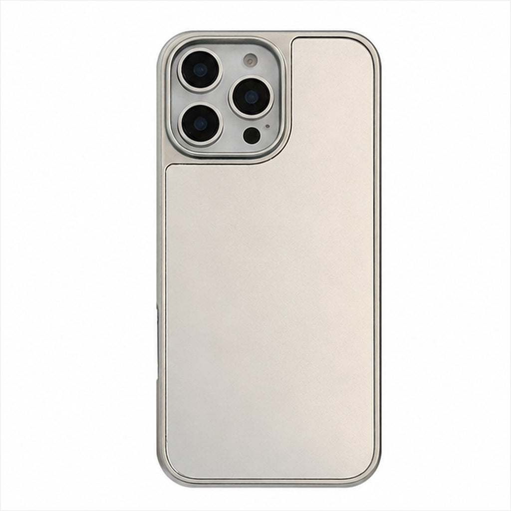 Silver-Edge Mirror Case for iPhone, front studio view