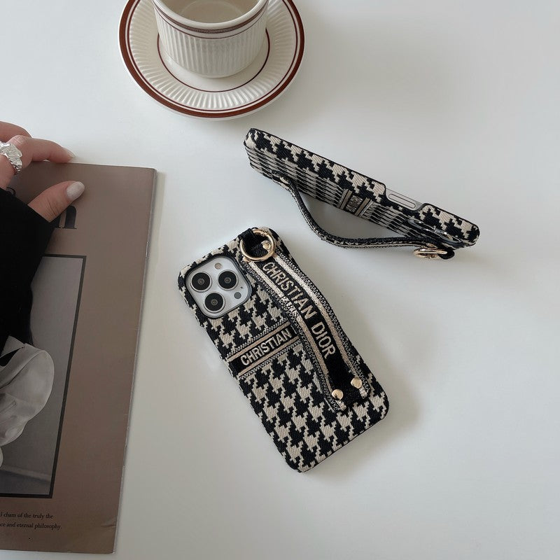 Fashion Houndstooth Wristband iPhone Case