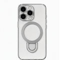 Frameless Magnetic U-Stand Case for iPhone, front studio view