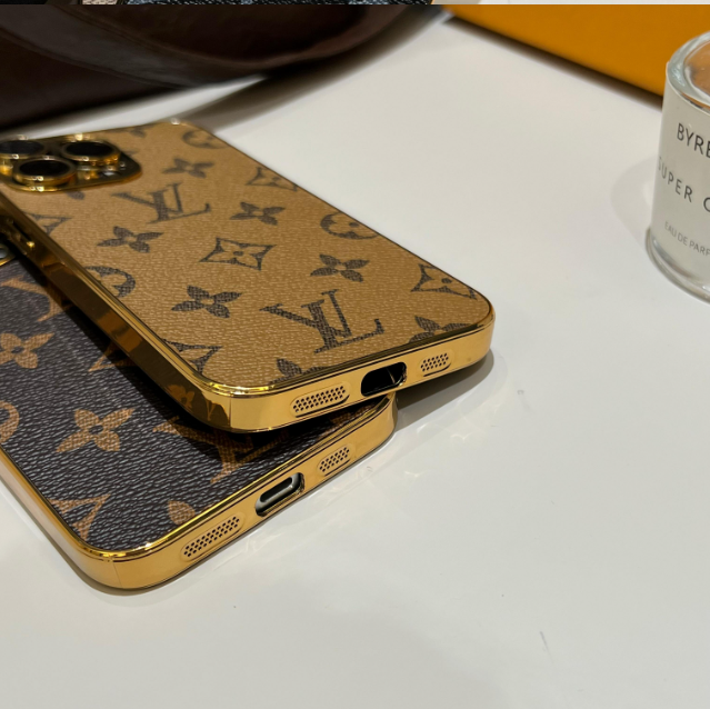 Luxury Classic Monogram iPhone Case With Electroplated Gold Edges