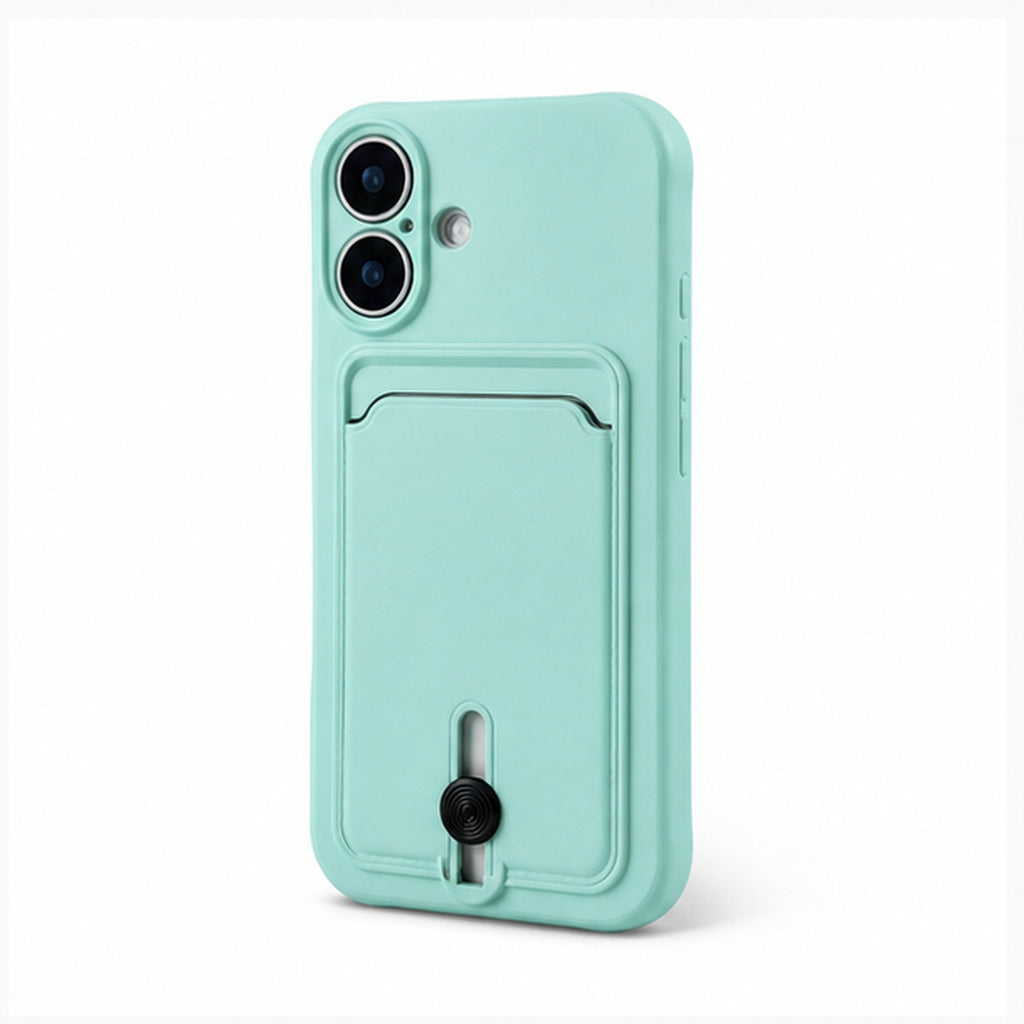 Slim Card Holder Case for iPhone, three-quarter studio view