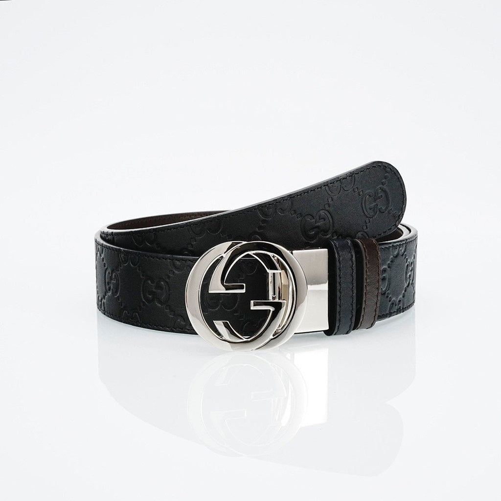 Reversible Leather Belt with Silver Buckle