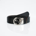 Reversible Leather Belt with Silver Buckle