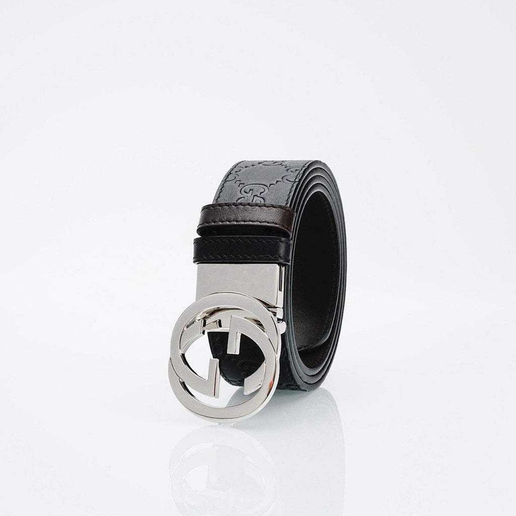 Reversible Leather Belt with Silver Buckle
