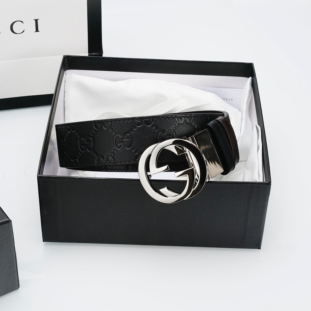 Reversible Leather Belt with Silver Buckle
