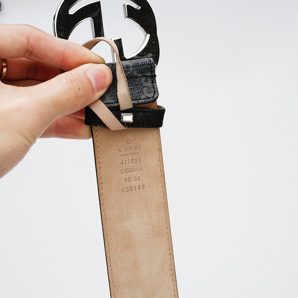 GG Reversible Leather Belt with Silver Buckle