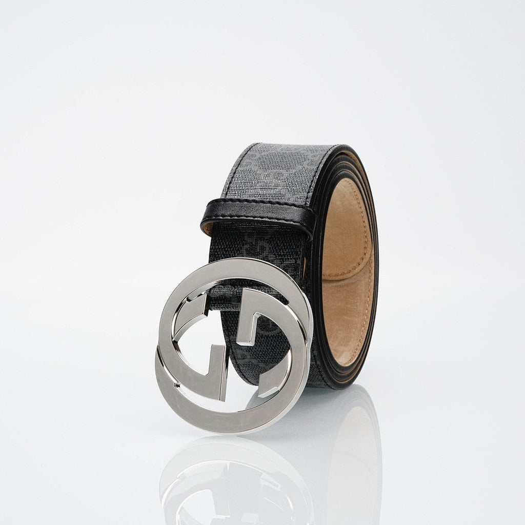 GG Reversible Leather Belt with Silver Buckle