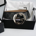 GG Reversible Leather Belt with Silver Buckle