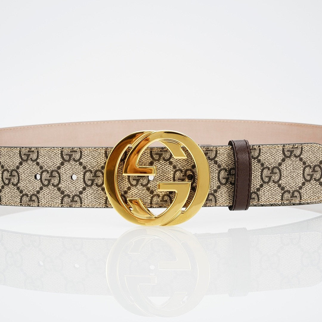 Reversible Leather Belt with Gold Buckle