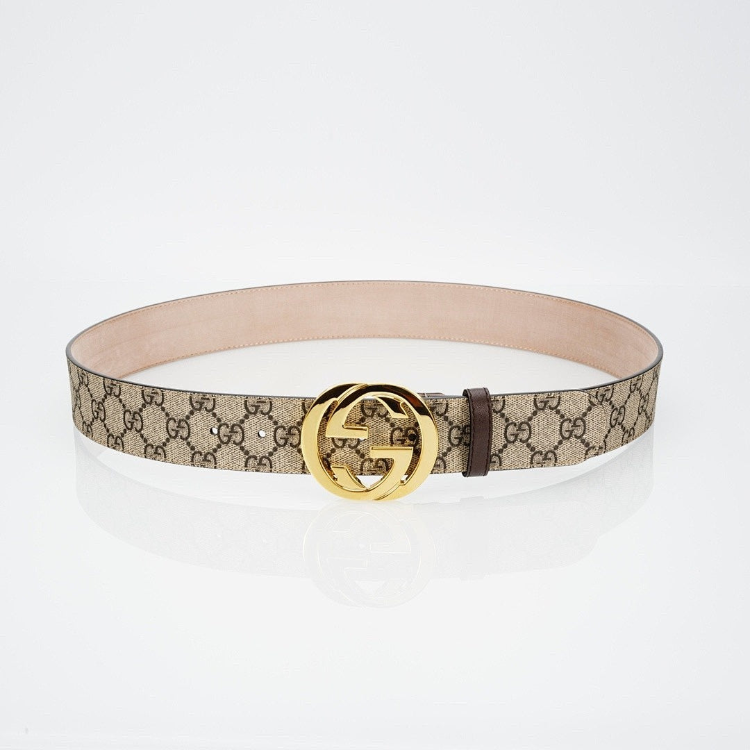 Reversible Leather Belt with Gold Buckle