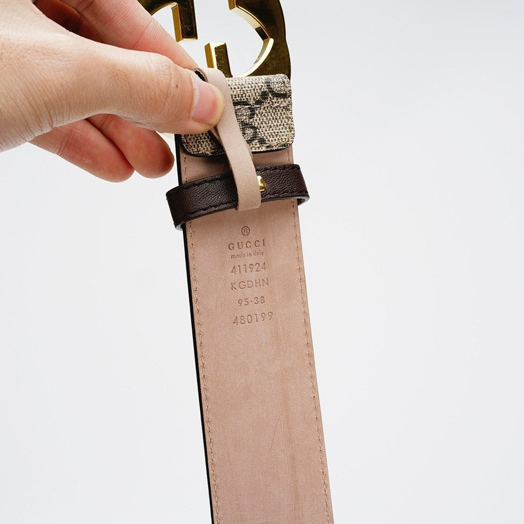 Reversible Leather Belt with Gold Buckle