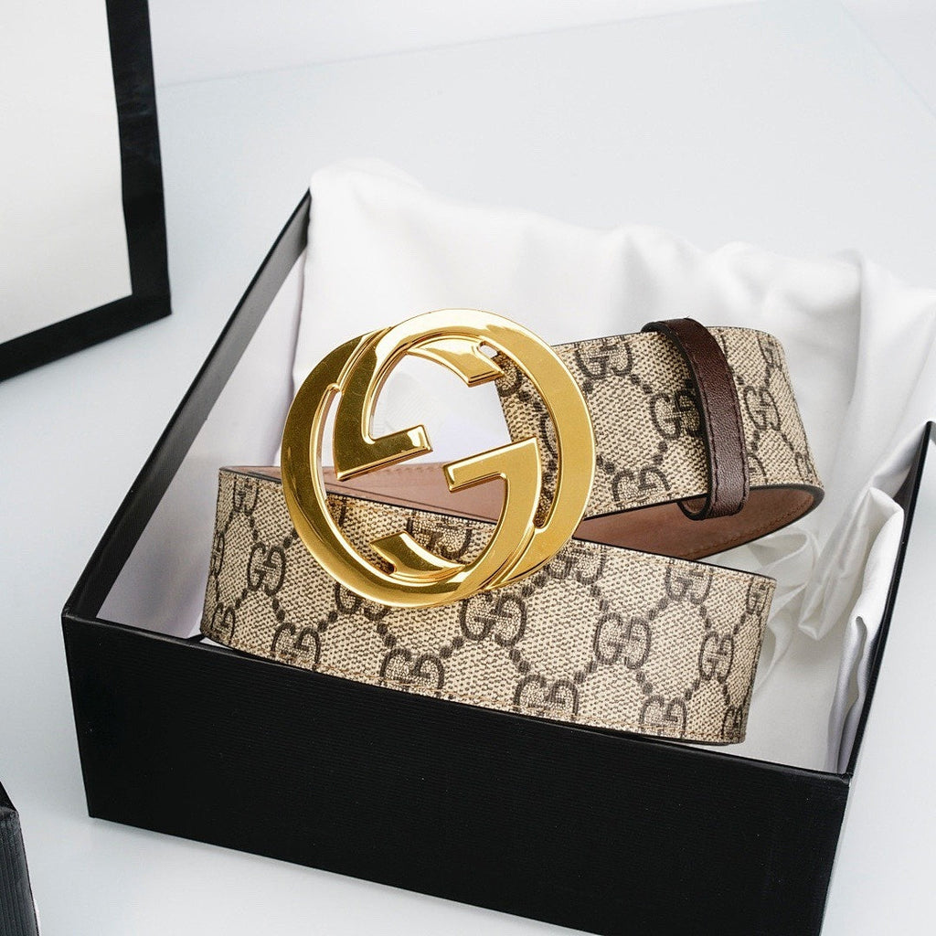 Reversible Leather Belt with Gold Buckle