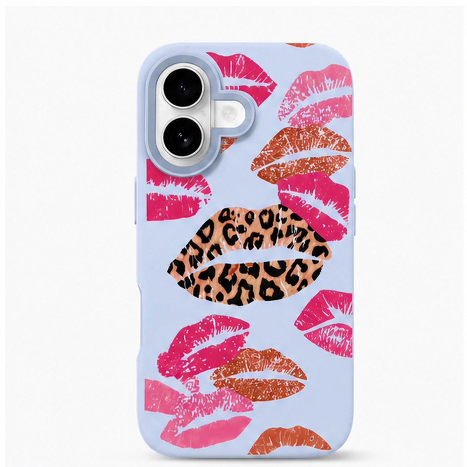 Leopard Kiss Print Case for iPhone, front studio view