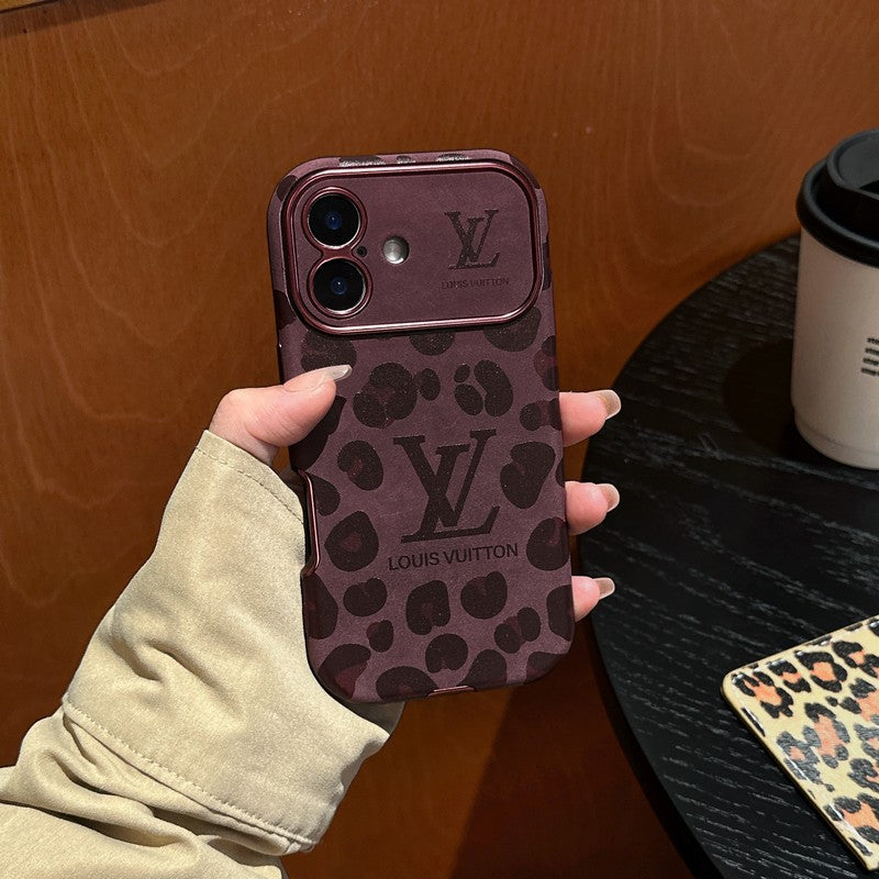 Luxury Brown & Purple Color Leather iPhone Case
