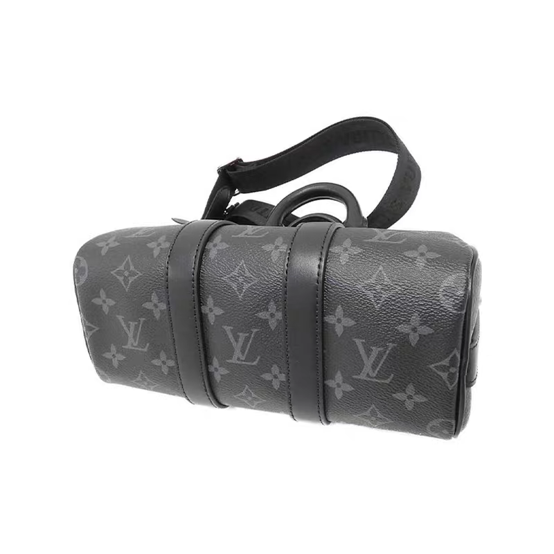 Monogram Style Boston Barrel Bag with Shoulder Strap