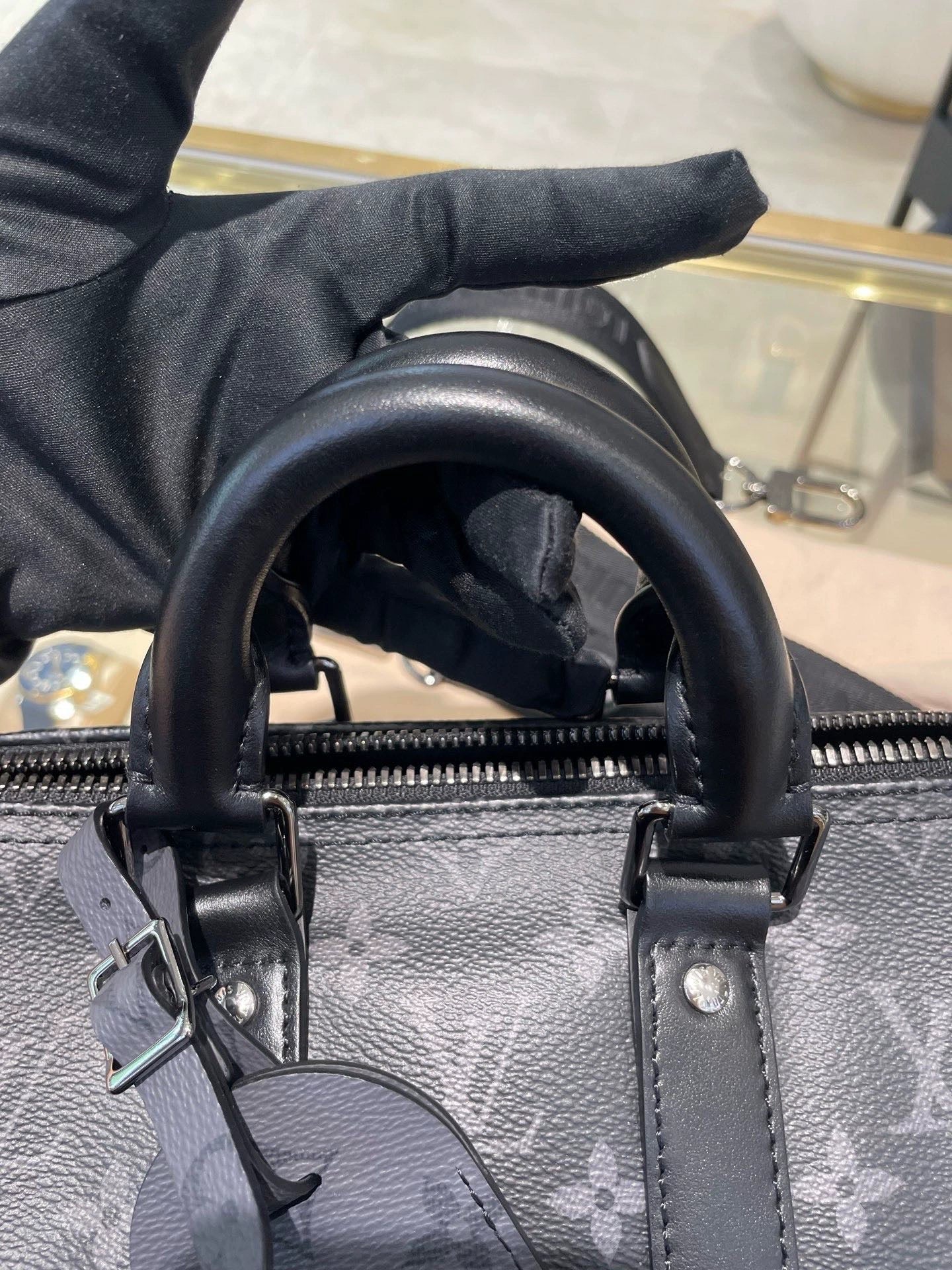 Monogram Style Boston Barrel Bag with Shoulder Strap