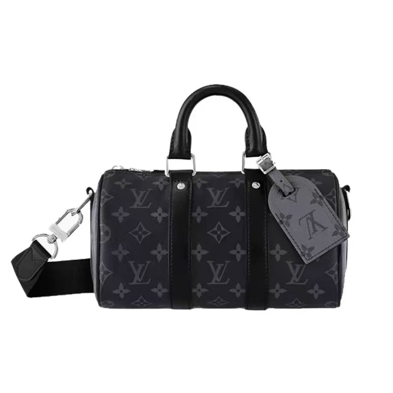 Monogram Style Boston Barrel Bag with Shoulder Strap