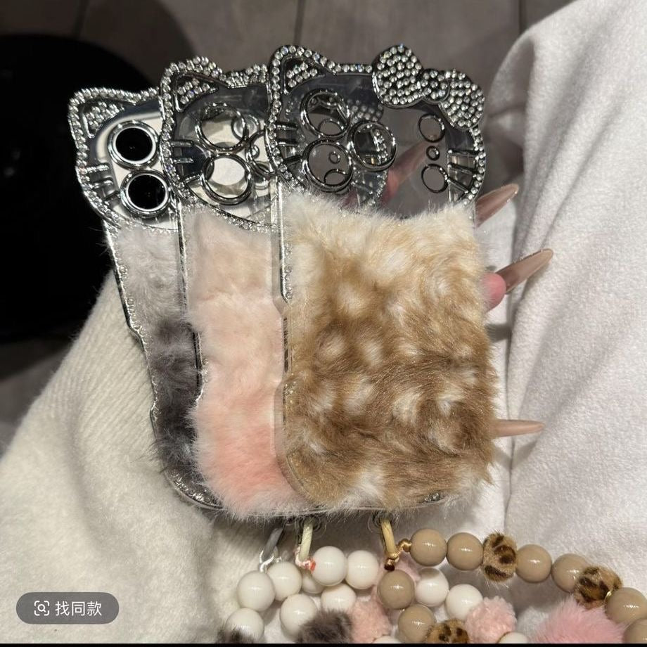 High - end Custom Light Luxury Diamond - inlaid Plush Phone Case