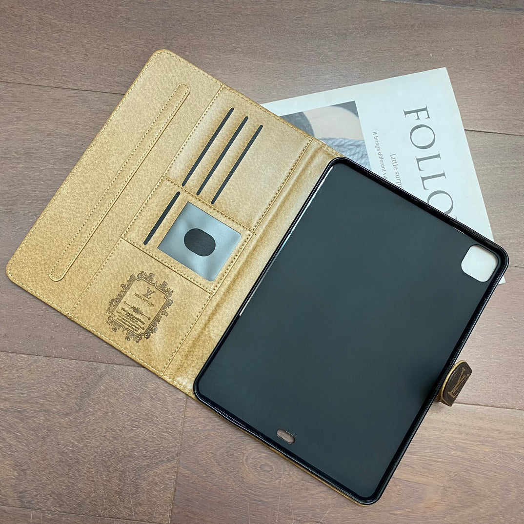 Luxury iPad Case Canvas Monogram Leather Fresh Summer Theme Pattern