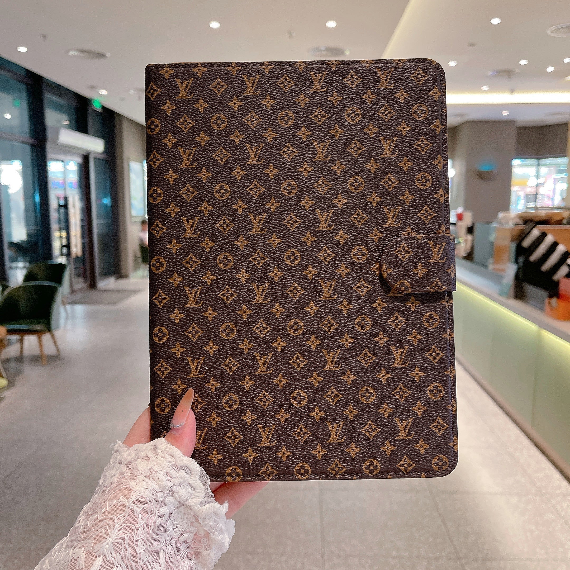 Luxury iPad Case Canvas Monogram Leather Fresh Summer Theme Pattern