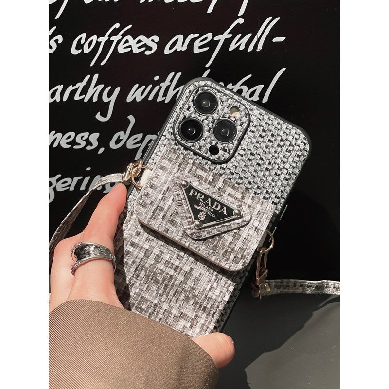 Luxury Weave Card Bag Crossbody iPhone Case