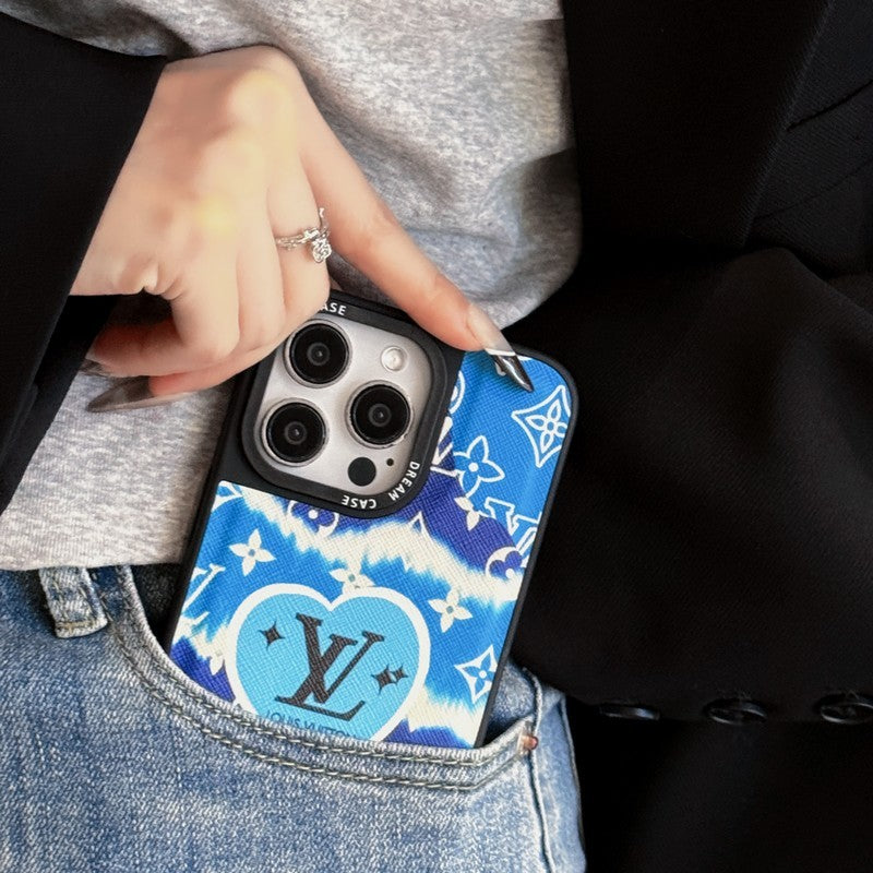 Luxury Blue Leather iPhone Case
