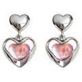 Iridescent Pink Heart Drop Earrings – French Sweet Chic with Edgy Twist accessories