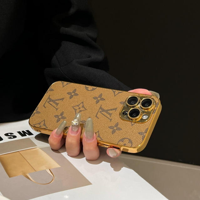 Luxury Classic Monogram iPhone Case With Electroplated Gold Edges