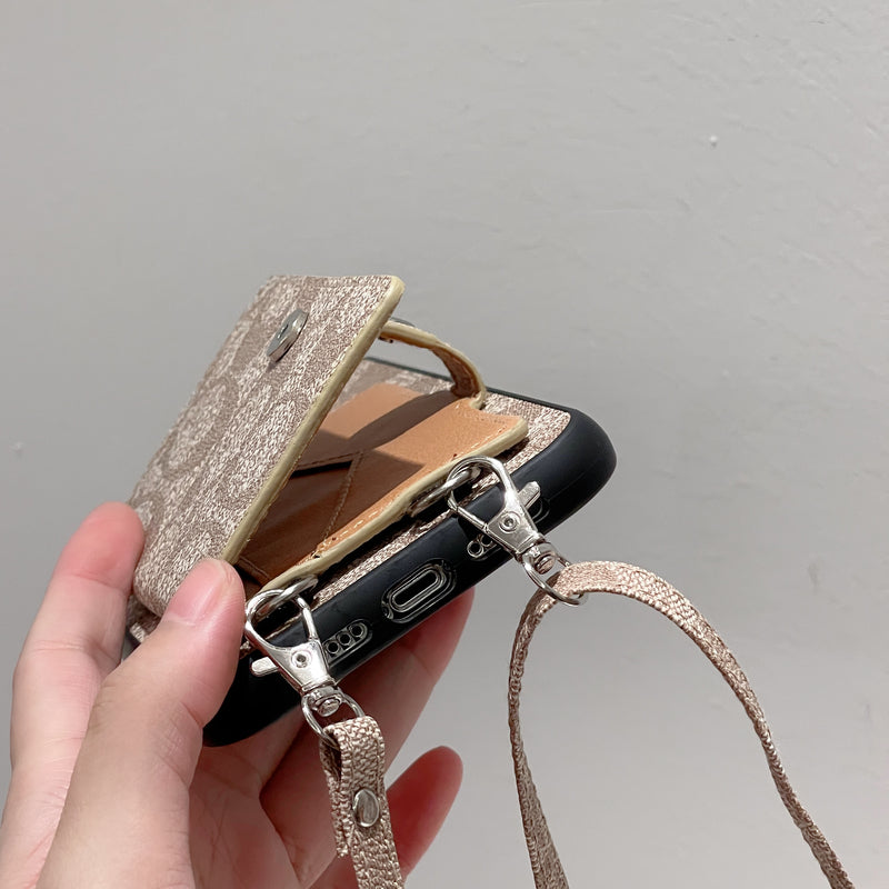 Classic iPhone Case With Wallet And Strap White -SZK240402