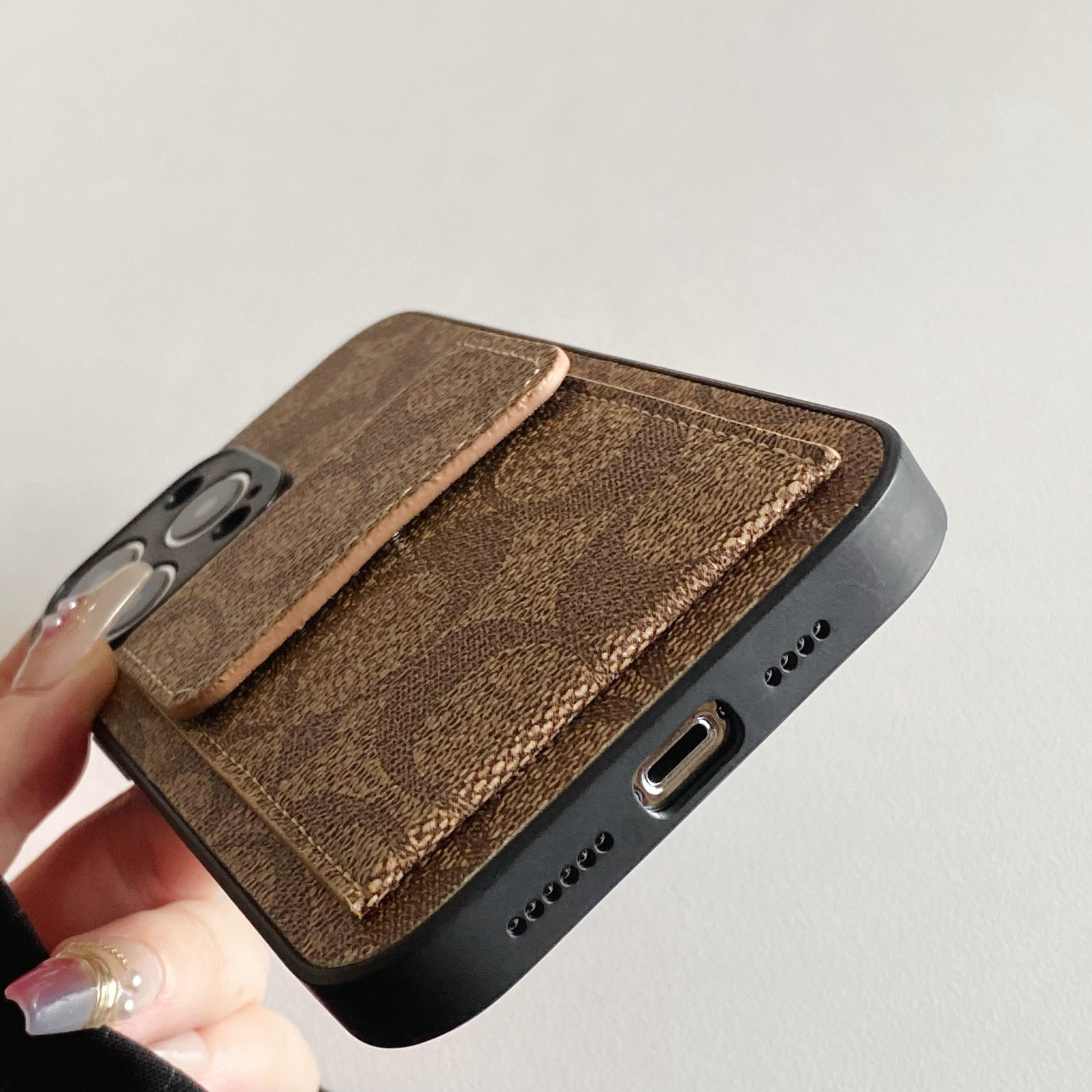 Classic iPhone Case With Wallet Light Brown-HP240513