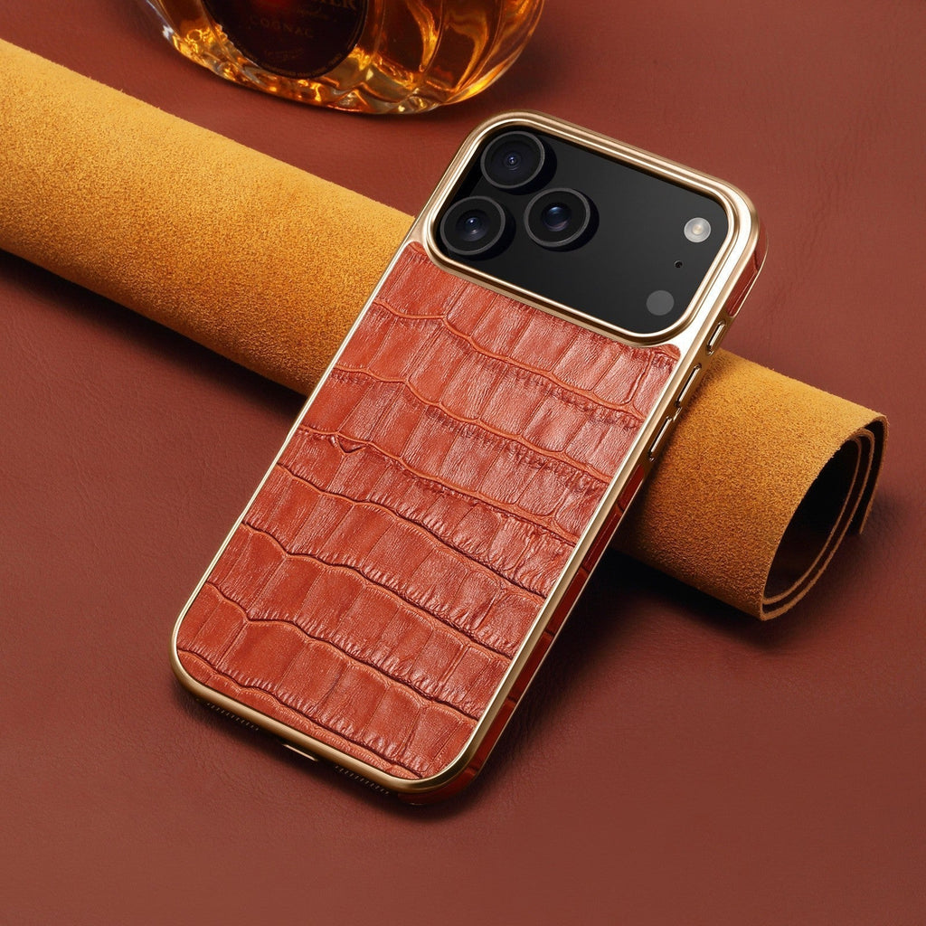 Croc-Embossed Leather Case for iPhone Case
