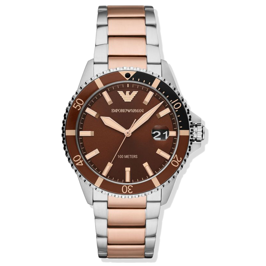 Emporio Armani Men's Diver Two Tone Rose Gold Watch