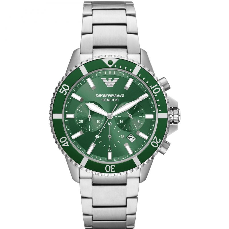 Emporio Armani Men's Watch Diver Chronograph 43mm Green