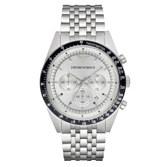 Emporio Armani Men's Tazio Chronograph Watch Silver