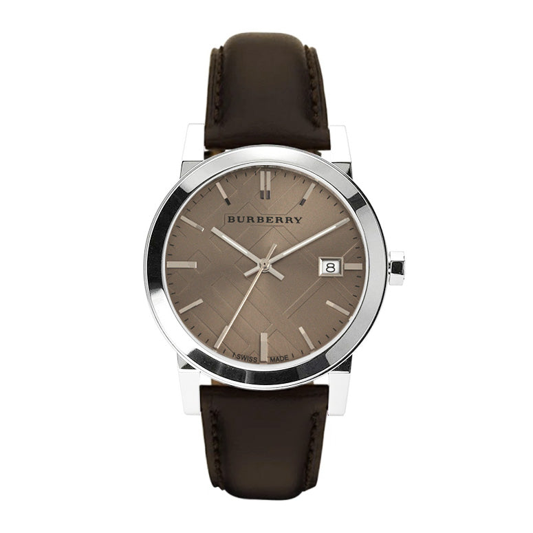 Burberry The City Check Silver Brown 38mm Watch