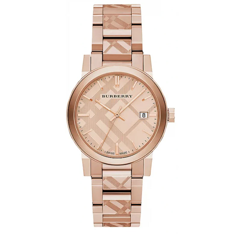 Burberry The City Engraved Check Rose Gold 38mm Watch
