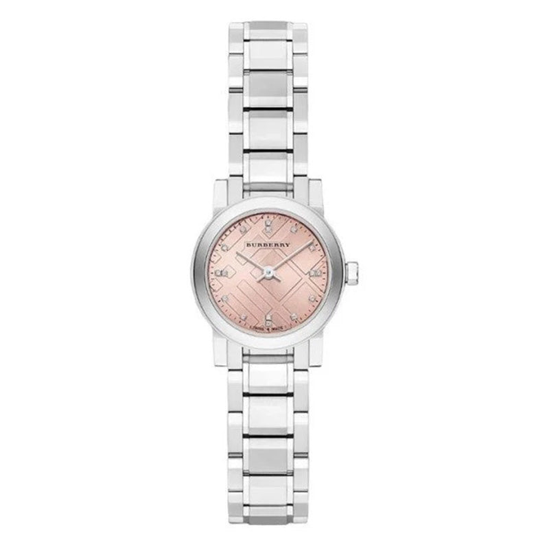 Burberry Ladies The City Check Diamonds Pink 26mm Watch